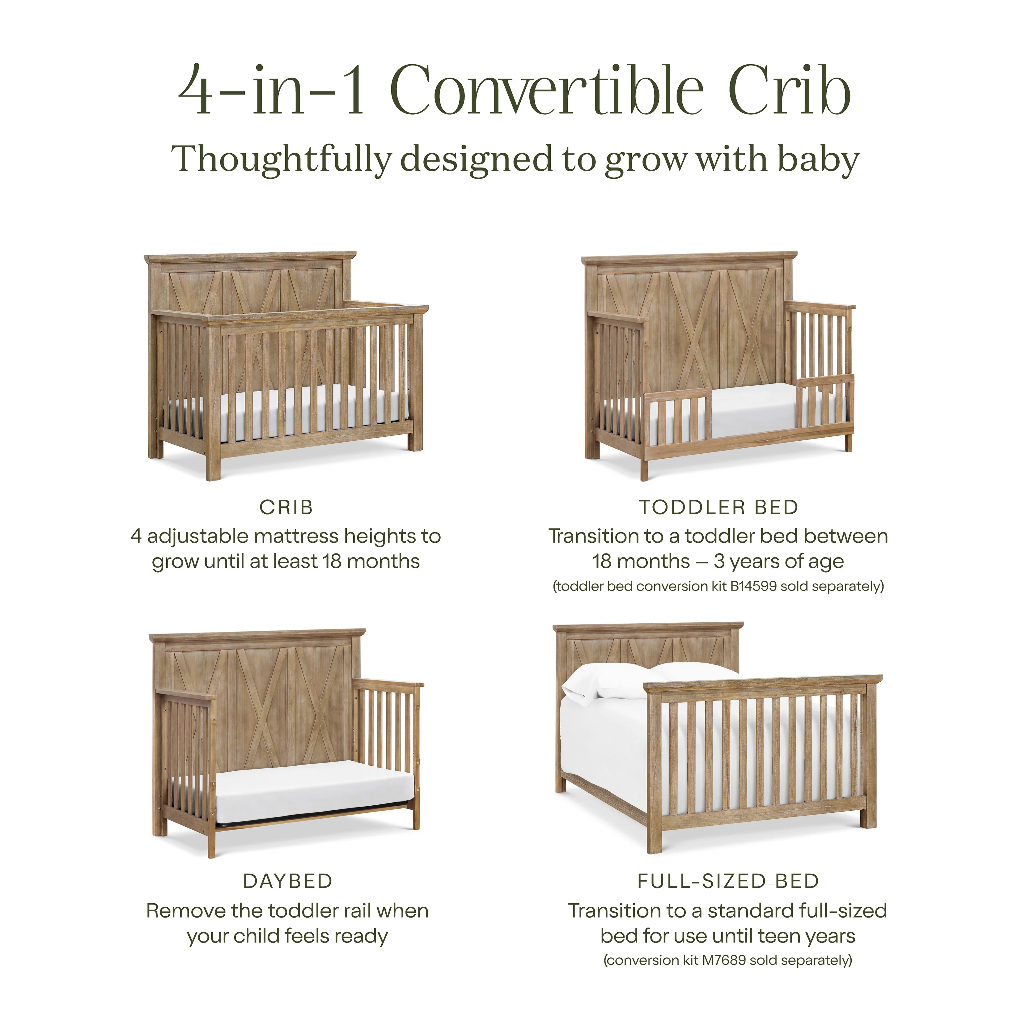 Emory Farmhouse 4-in-1 Convertible Crib - Image 5