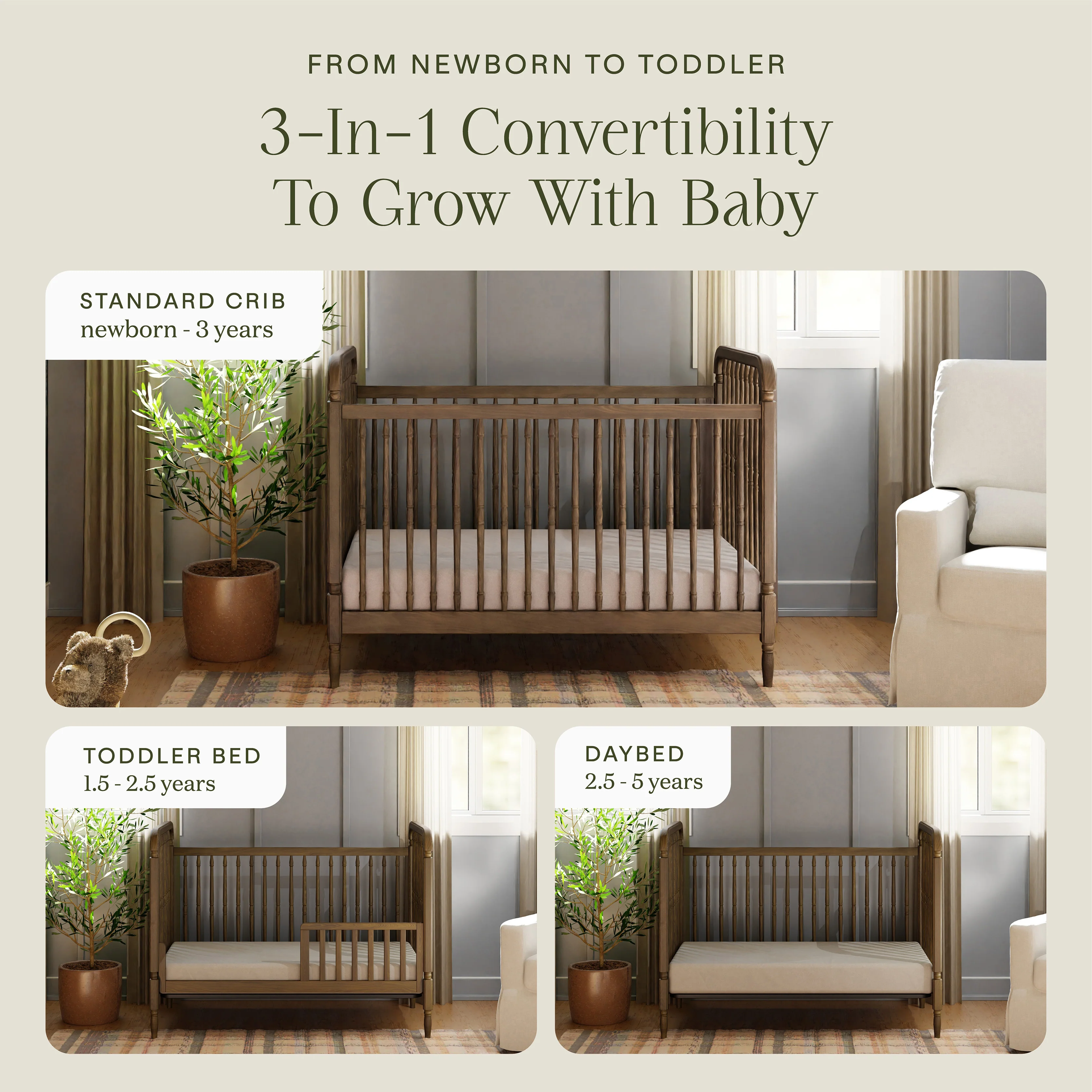 Liberty 3-in-1 Convertible Spindle Crib with Toddler Bed Conversion Kit - Image 117