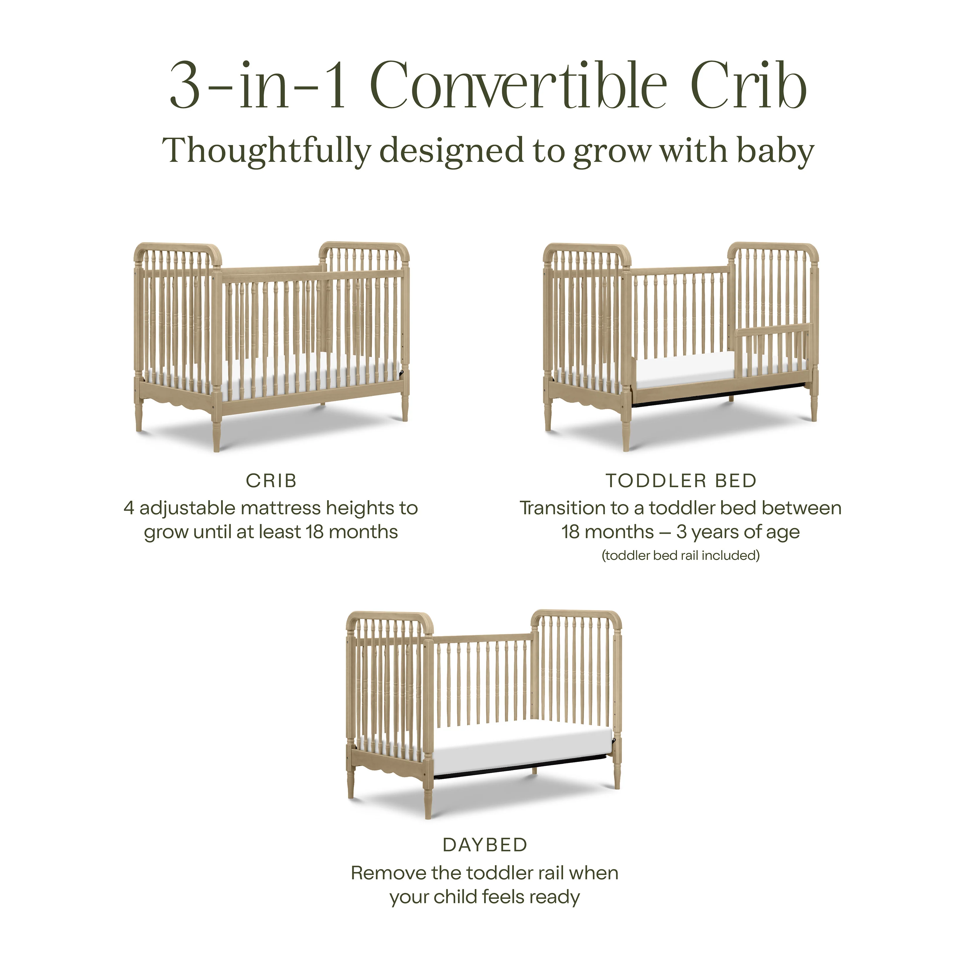 Liberty 3-in-1 Convertible Spindle Crib with Toddler Bed Conversion Kit - Image 22
