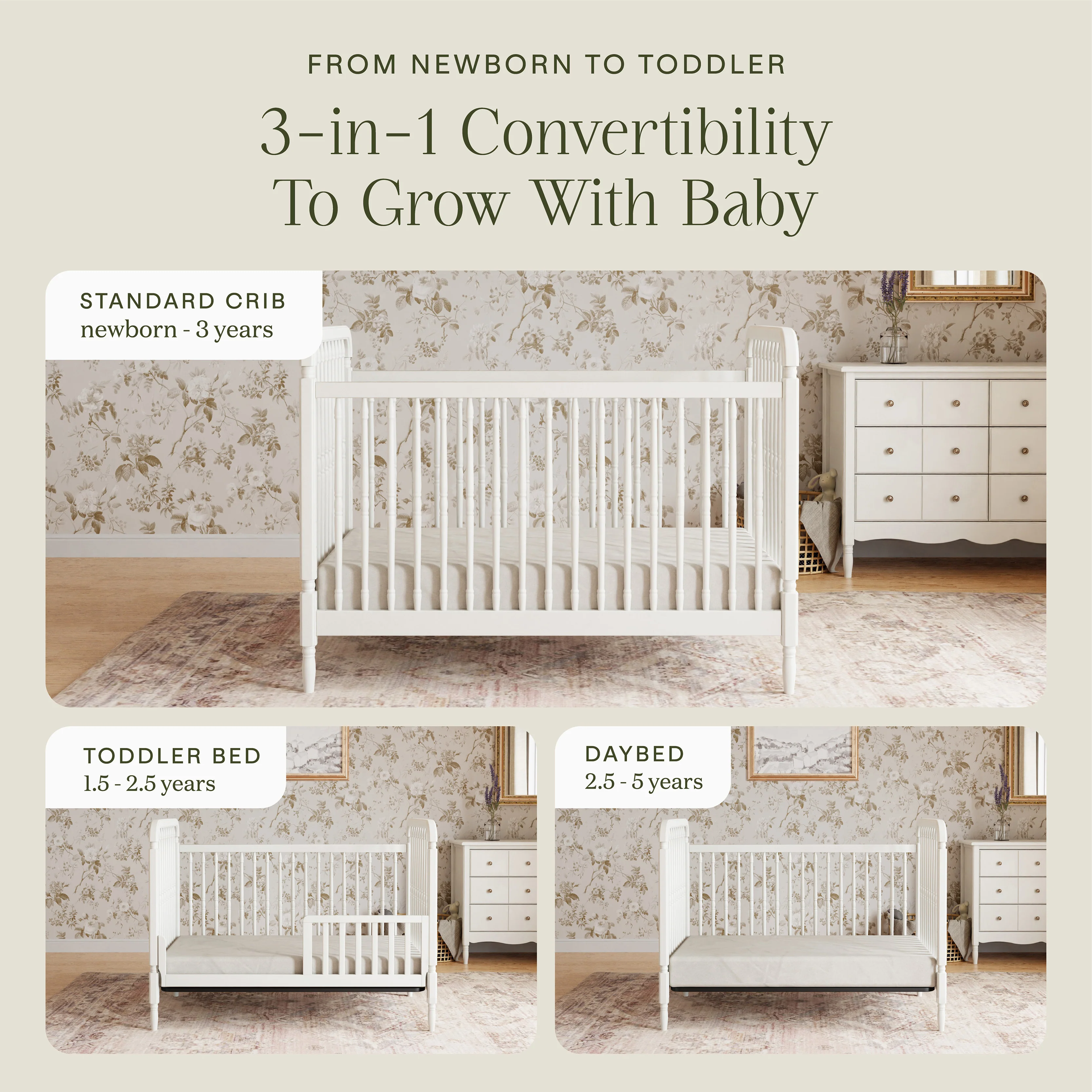 Liberty 3-in-1 Convertible Spindle Crib with Toddler Bed Conversion Kit - Image 7