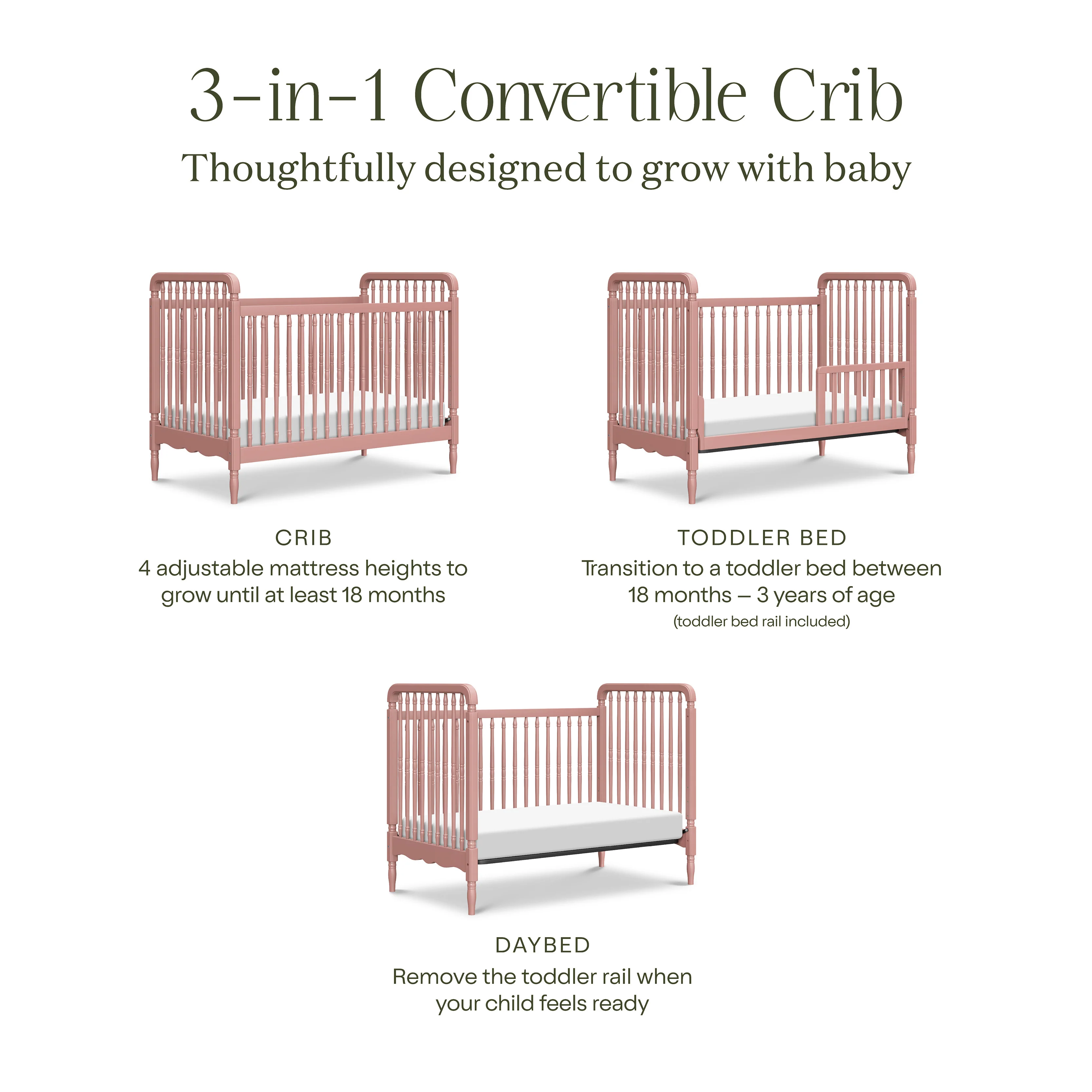 Liberty 3-in-1 Convertible Spindle Crib with Toddler Bed Conversion Kit - Image 82