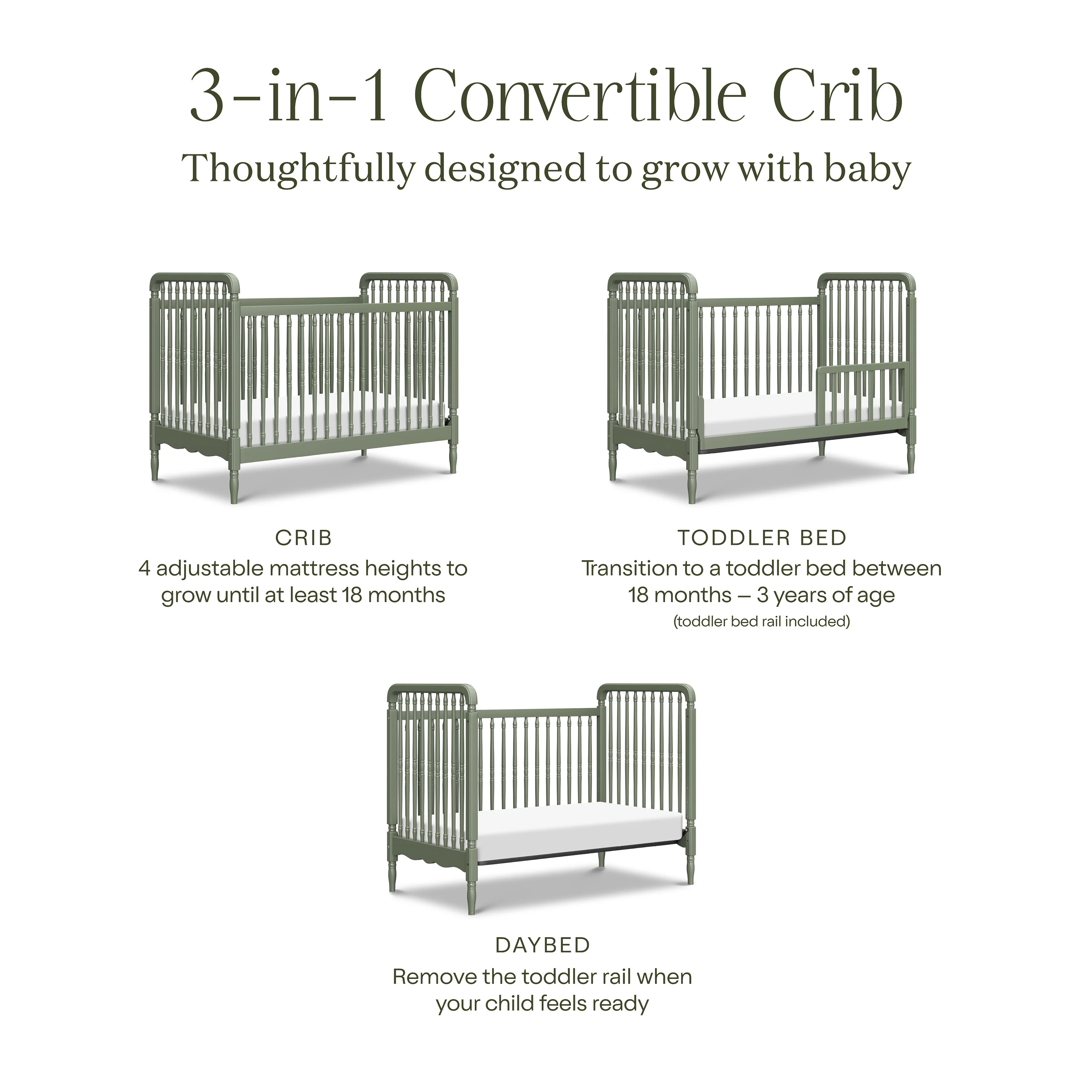 Liberty 3-in-1 Convertible Spindle Crib with Toddler Bed Conversion Kit - Image 97