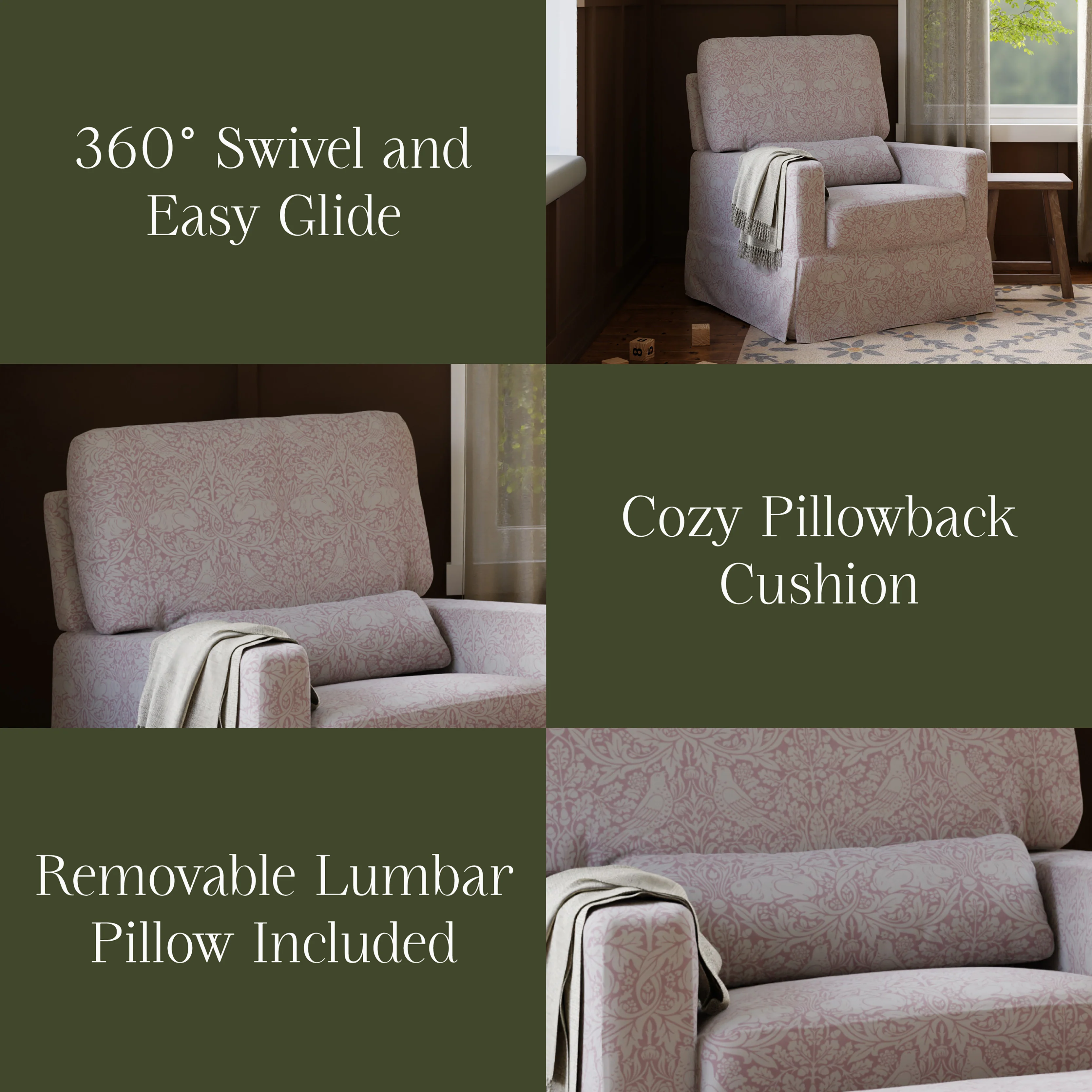 Morris & Co. x Namesake Crawford Pillowback Comfort Swivel Glider - Image 20
