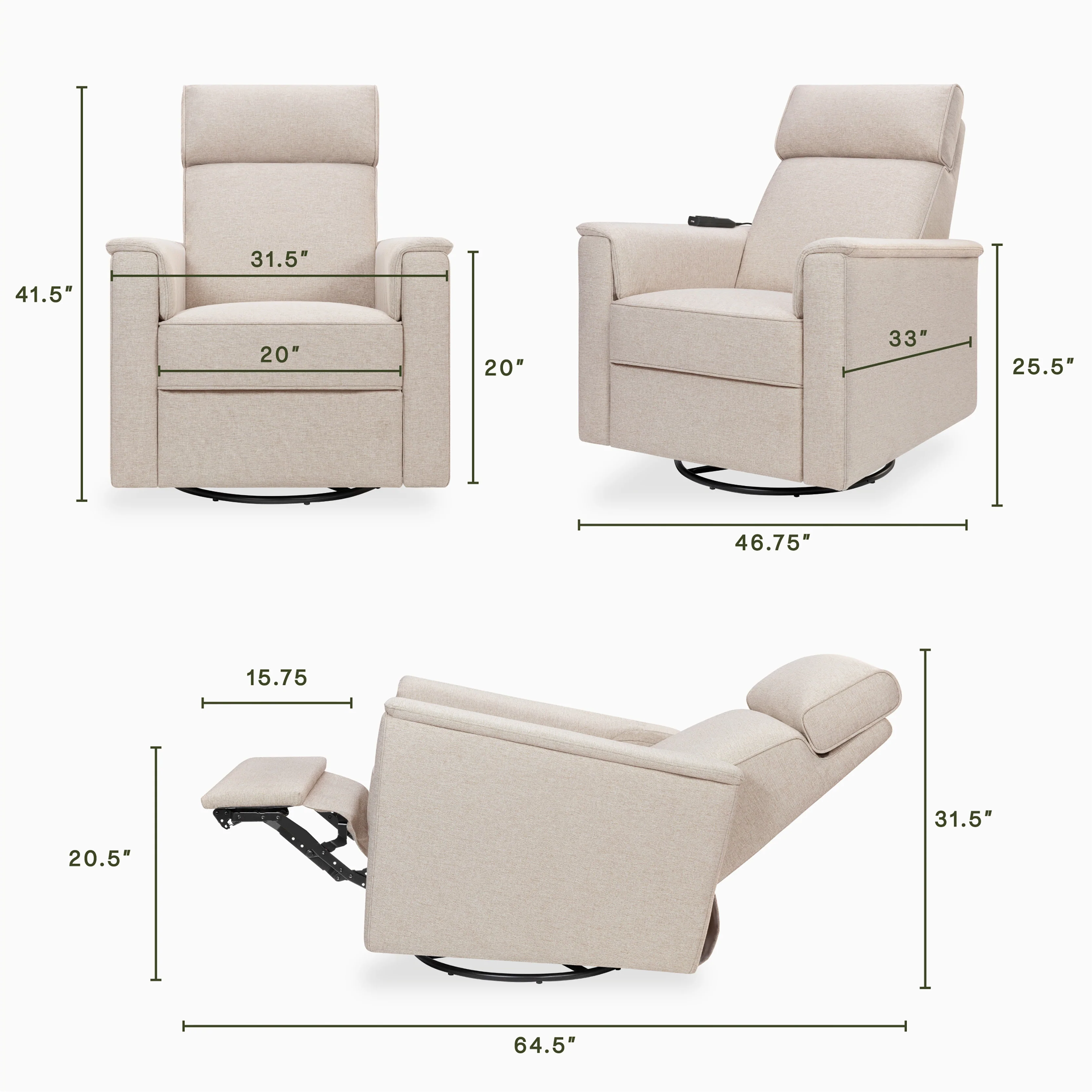 Willa Deluxe Power Recliner and Swivel Glider with Heat and Massage - Image 12