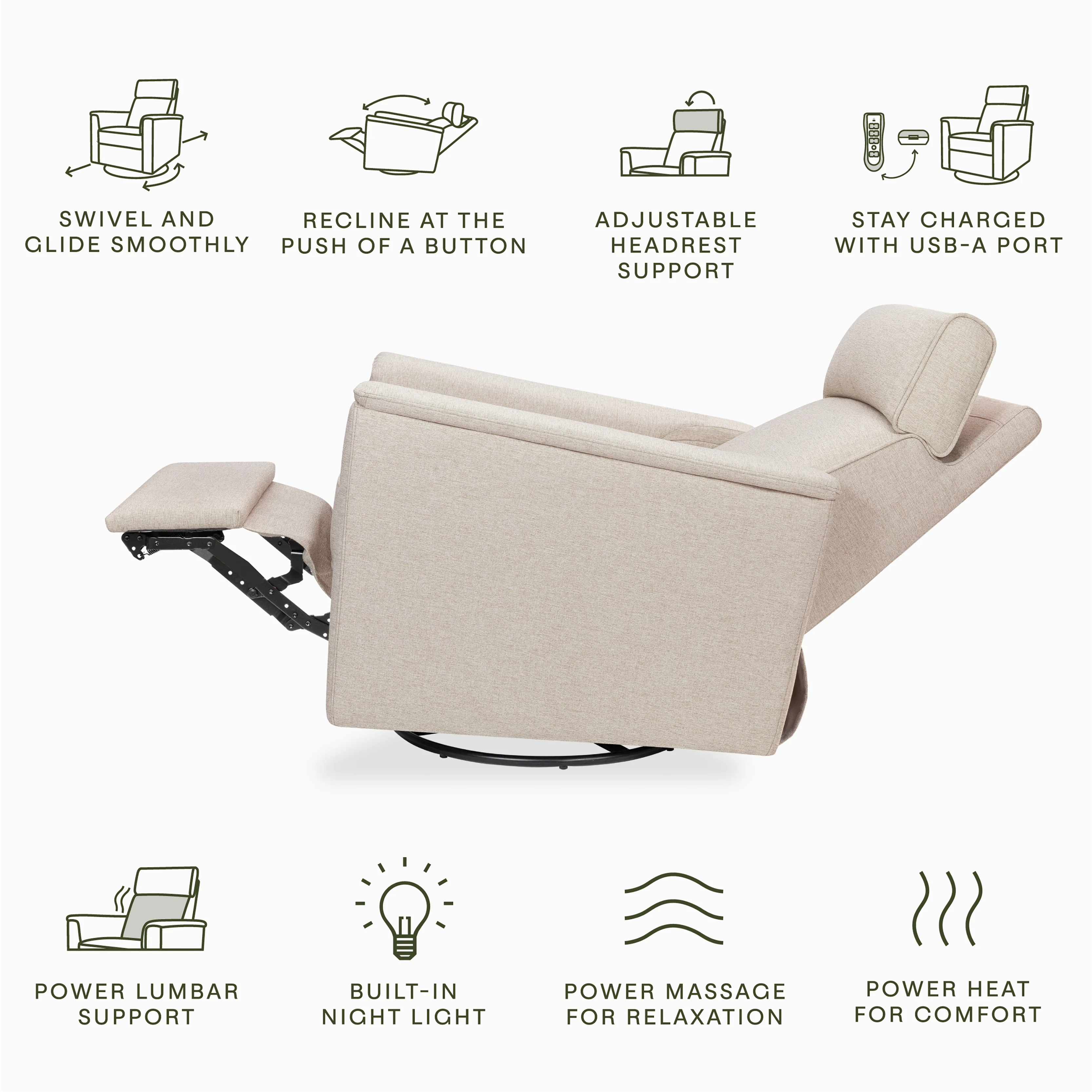 Willa Deluxe Power Recliner and Swivel Glider with Heat and Massage - Image 7